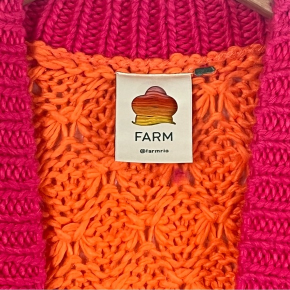Farm Rio  Chunky Rainbow Stripe Colorblocked Chunky Cardigan Small - Picture 7 of 12